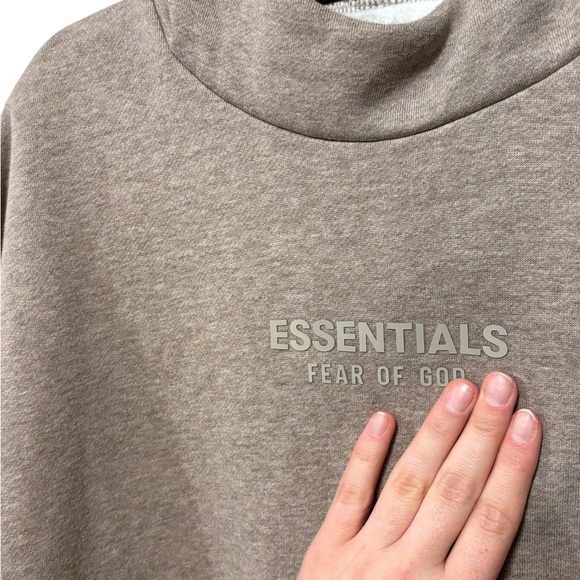 NWT ESSENTIALS Fear Of God Taupe Brown Grey Oversized Hoodie Sweatshirt Small - Picture 7 of 11